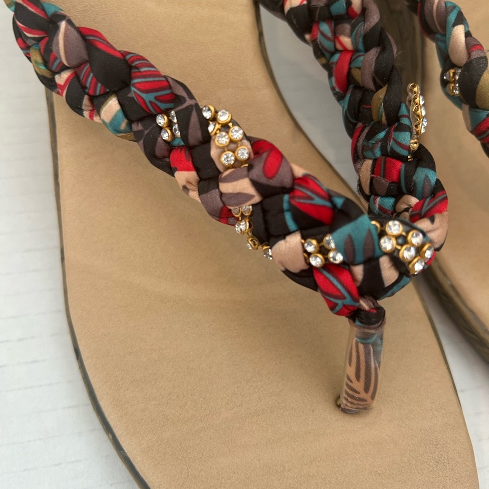 385 Fifth Multi-Colored Between-Toe Wedge Heel sandals Women's 8M - Picture 2 of 7